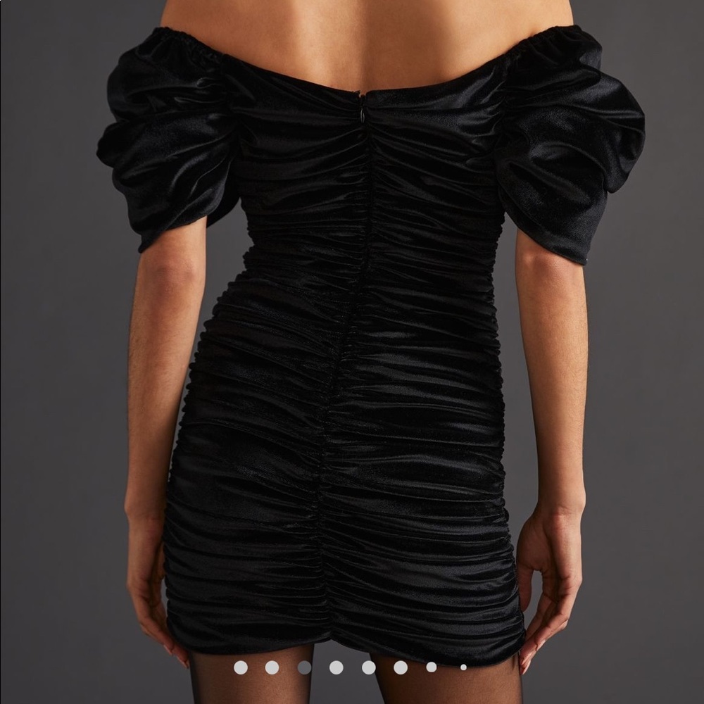 NWT Anthropologie Ruched Puff Sleeve Mini Dress - Picture 3 of 16